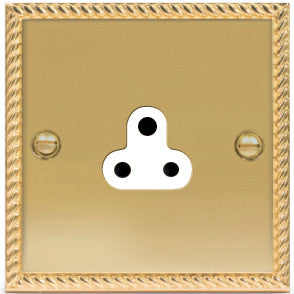 BG NBG28W Georgian Brass 2A 1 Gang Unswitched Round Pin Socket White Insert - BG - sparks-warehouse
