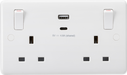 Knightsbridge CU9002 - Curved edge 13A 2G Switched socket with outboard rockers and dual USB (A+C) 5V DC 4.8A shared Socket - With USB Knightsbridge - Sparks Warehouse