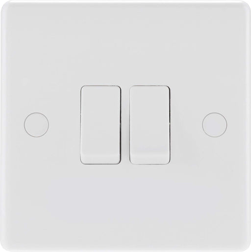 BG Nexus 842 White Plastic Slim Double Light Switch 2 Gang 2 Way 10 Amp - BG - Sparks Warehouse