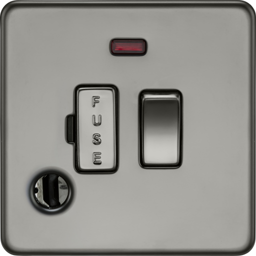 Knightsbridge SF6300FBN 13A Switched Fused Spur with Neon and Flex Outlet - Black Nickel  Sparks Warehouse - Sparks Warehouse