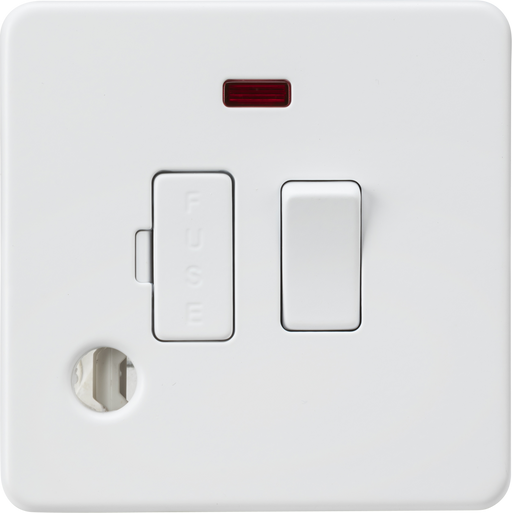 Knightsbridge SF6300FMW 13A Switched Fused Spur with Neon and Flex Outlet - Matt White  Sparks Warehouse - Sparks Warehouse