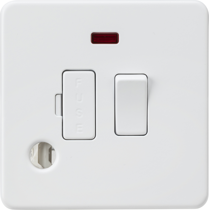 Knightsbridge SF6300FMW 13A Switched Fused Spur with Neon and Flex Outlet - Matt White  Sparks Warehouse - Sparks Warehouse