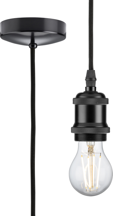 Knightsbridge 8271LMB 1.8m E27 Vintage Pendant Set - Matt Black Pendant Lights Knightsbridge - Sparks Warehouse