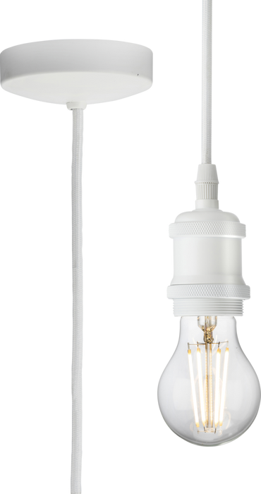 Knightsbridge 8271LMW 1.8m E27 Vintage Pendant Set - Matt White Pendant Lights Knightsbridge - Sparks Warehouse