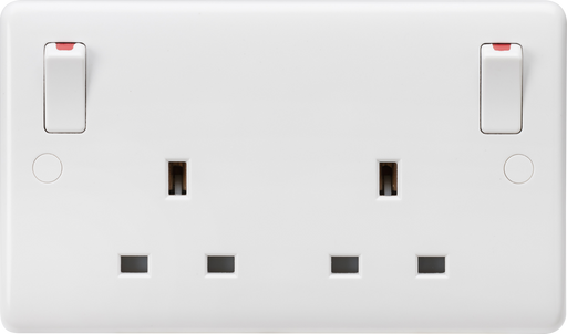 Knightsbridge CU9001 White Curved edge 13A 2G DP switched socket with outboard rockers Light Switches Knightsbridge - Sparks Warehouse
