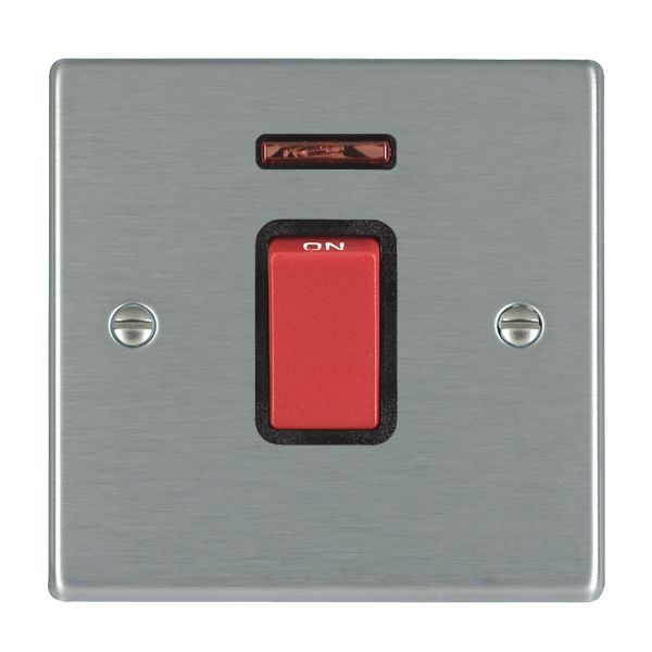 Hamilton 7445NB - Hart SS 1g 45A Double Pole+N Red Rkr/BL