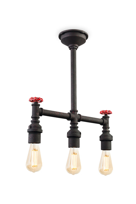 Firstlight 7636RBK Factory Rustic Black 3 Light Semi Flush Ceiling Light Fitting - Firstlight - Sparks Warehouse