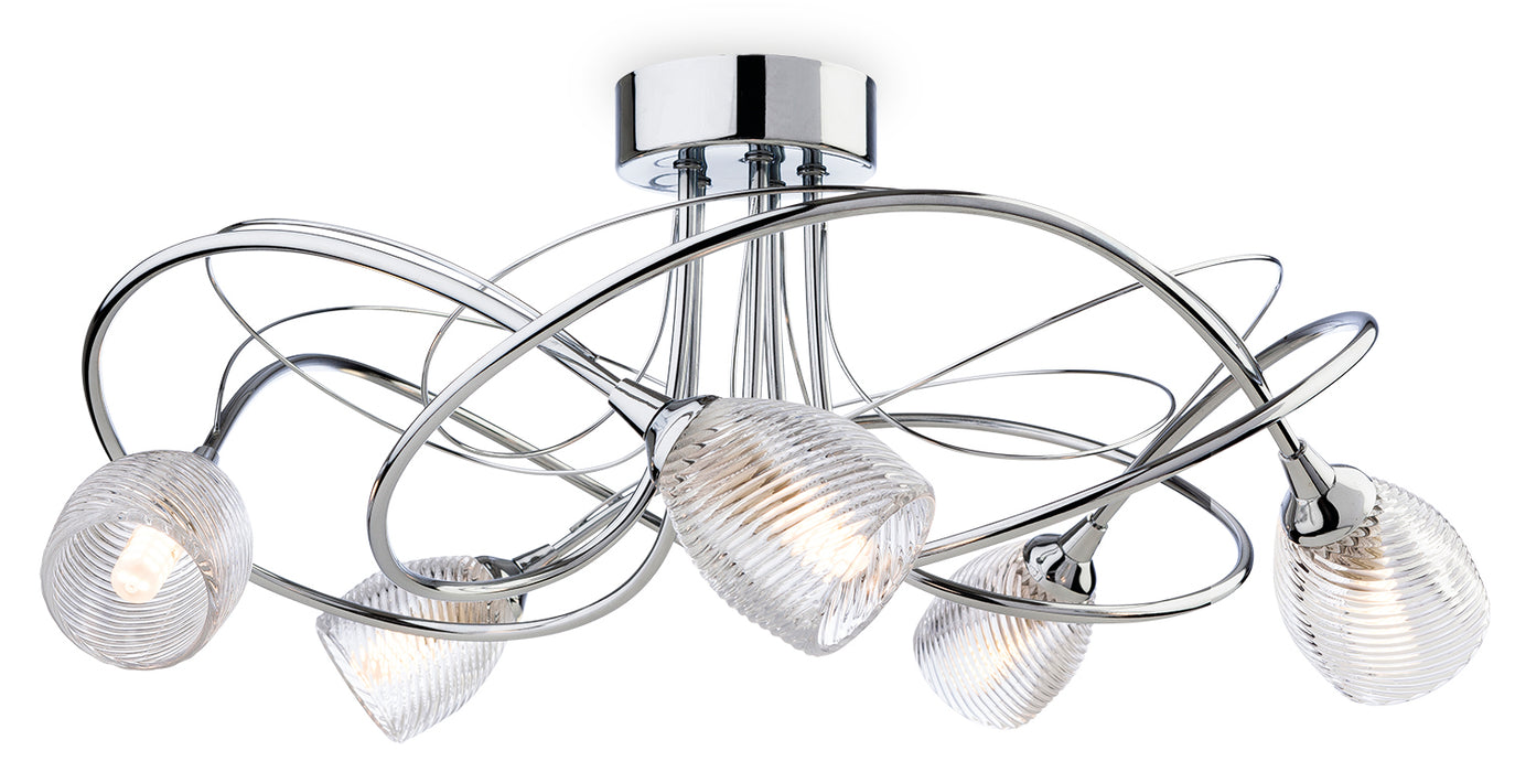 Firstlight 7643CH Henley 5 Light Polished Chrome Flush Fitting Ceiling Light - Firstlight - Sparks Warehouse