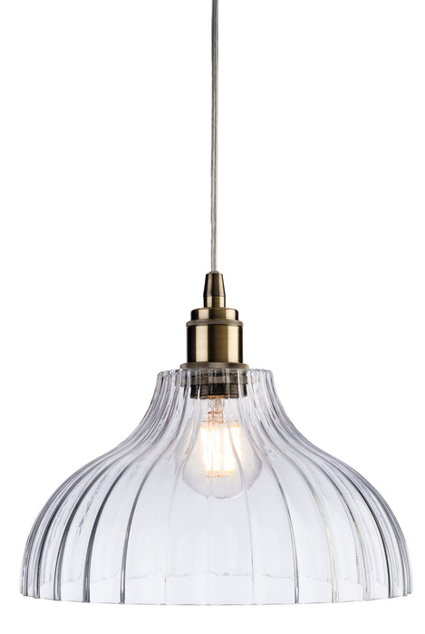 Firstlight 7648AB Victory Pendant - Antique Brass Finish With Clear Glass Shade - Firstlight - Sparks Warehouse