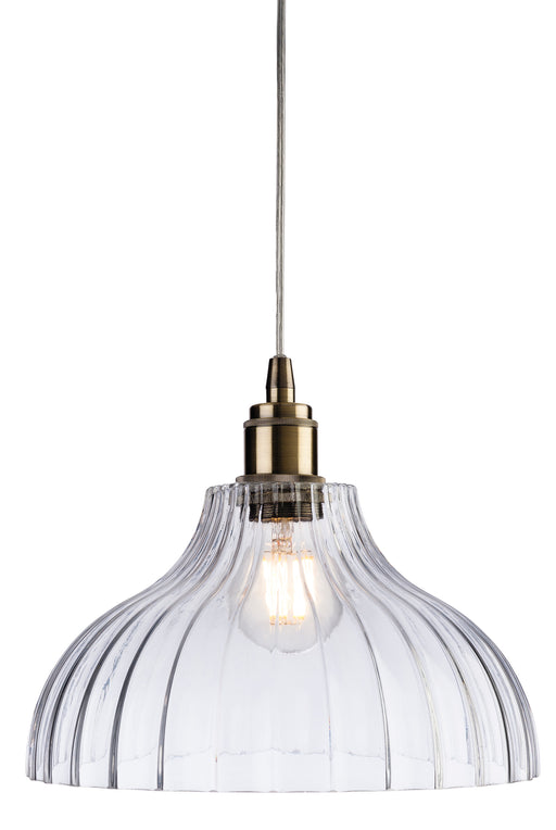 Firstlight 7648AB Victory Pendant - Antique Brass Finish With Clear Glass Shade - Firstlight - Sparks Warehouse