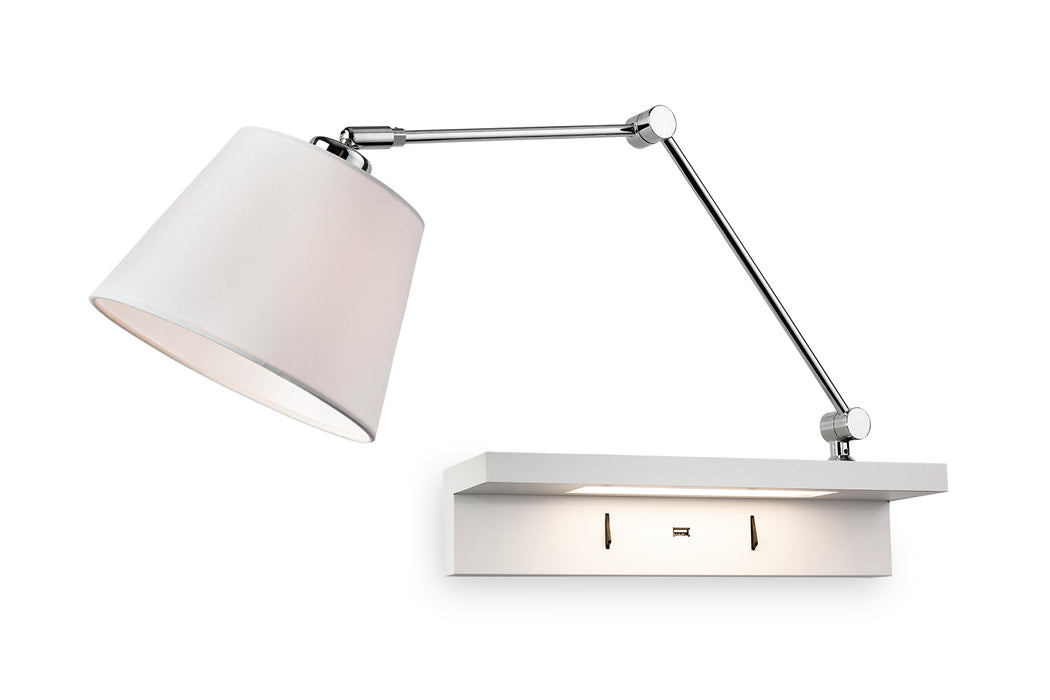 Firstlight 7657CH Rex Wall Light with Shelf & USB Port and a Cream Shade - Firstlight - Sparks Warehouse
