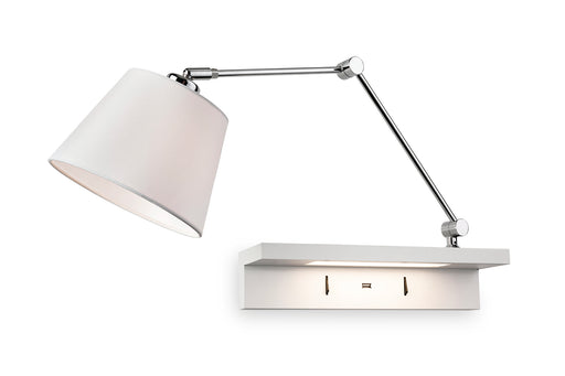 Firstlight 7657CH Rex Wall Light with Shelf & USB Port and a Cream Shade - Firstlight - Sparks Warehouse