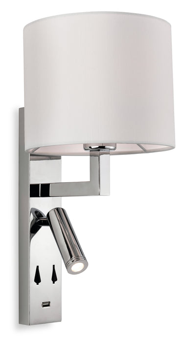 Firstlight 7657CH Rex Wall Light with Shelf & USB Port and a Cream Shade - Firstlight - Sparks Warehouse