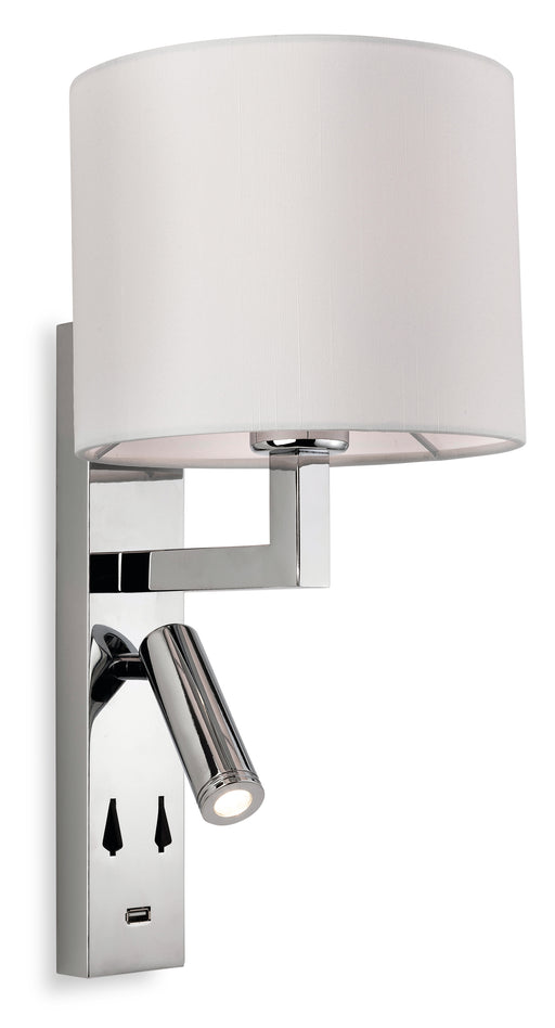 Firstlight 7657CH Rex Wall Light with Shelf & USB Port and a Cream Shade - Firstlight - Sparks Warehouse