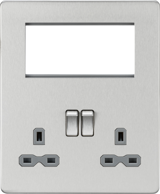 Knightsbridge SFR194BCG Screwless Small Multimedia Combination  Plate - Brushed Chrome  Sparks Warehouse - Sparks Warehouse