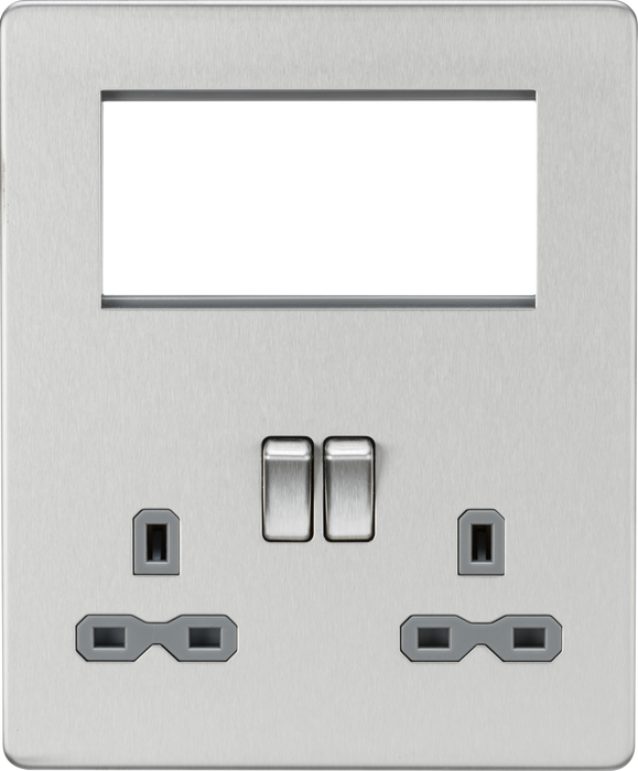 Knightsbridge SFR194BCG Screwless Small Multimedia Combination  Plate - Brushed Chrome  Sparks Warehouse - Sparks Warehouse