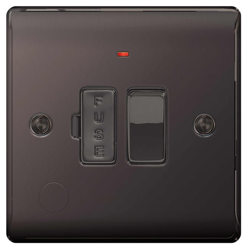 BG Nexus NBN53 Black Nickel 13A Fused Switched Connection Unit With Neon and Flex Outlet - BG - sparks-warehouse