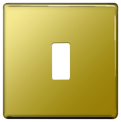 BG Nexus GFPB1 Grid Polished Brass SCREWLESS 1 Gang Front Plate - BG - sparks-warehouse