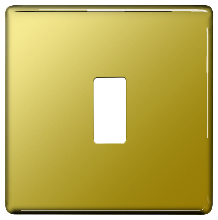 BG Nexus GFPB1 Grid Polished Brass SCREWLESS 1 Gang Front Plate - BG - sparks-warehouse