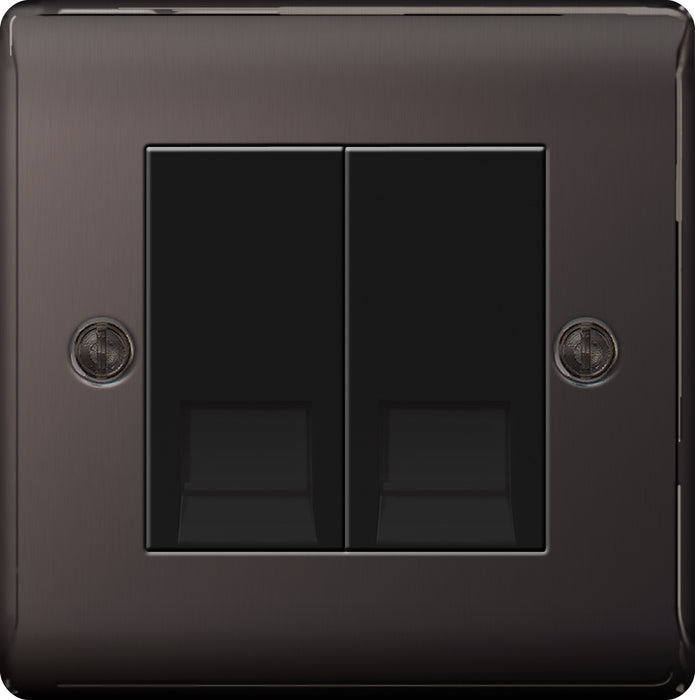 BG Nexus NBNBTM2 Black Nickel Telephone Master Socket 2 Gang - BG - Sparks Warehouse