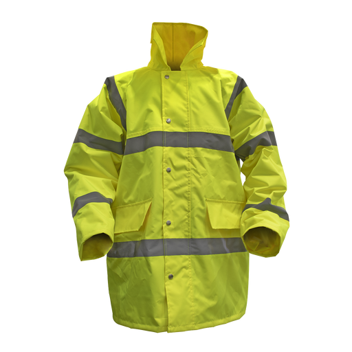 Sealey - 806L Hi-Vis Yellow Motorway Jacket with Quilted Lining - Large Safety Products Sealey - Sparks Warehouse