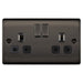 BG Nexus NBN22B 2 Gang Black Nickel Switched Plug Socket 13 Amp BG Nexus Metal - Black Nickel BG - Sparks Warehouse