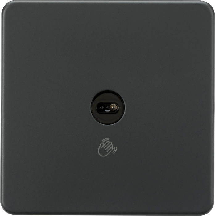 Knightsbridge SFTS1AT Screwless 1G 1-way Touchless Switch - Anthracite Knightsbridge Screwless Flat Plate Anthracite Knightsbridge - Sparks Warehouse