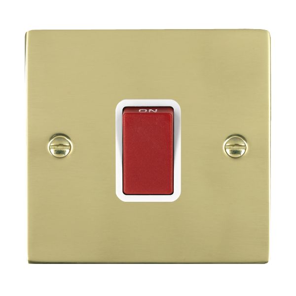 Hamilton 8145W - Sher PB 1g 45A Double Pole Red Rkr/WH