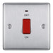 BG Nexus NBS74 Brushed Steel 45A Double Pole Switch With Indicator Single Plate - BG - sparks-warehouse