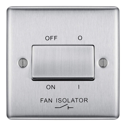 BG Nexus NBS15 Brushed Steel 10A Fan Isolator Switch - BG - sparks-warehouse