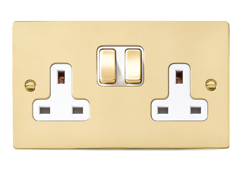 Hamilton 81SS2PB-W - Sher PB 2g 13A DP Swt Skt PB/WH