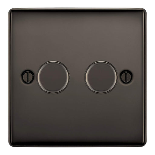 BG Nexus NBN82P Black Nickel 400W 2 Gang 2 Way Push Dimmer - BG - sparks-warehouse