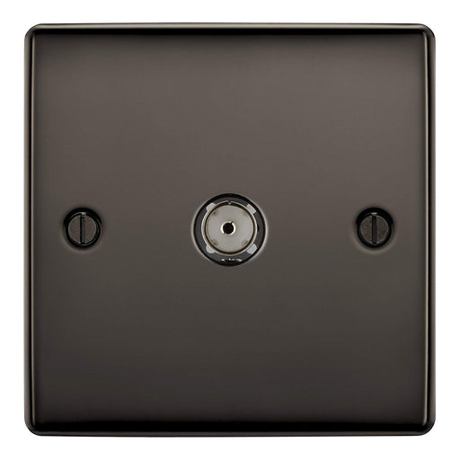 BG Nexus NBN60 Black Nickel 1 Gang Co-Axial Socket - BG - sparks-warehouse