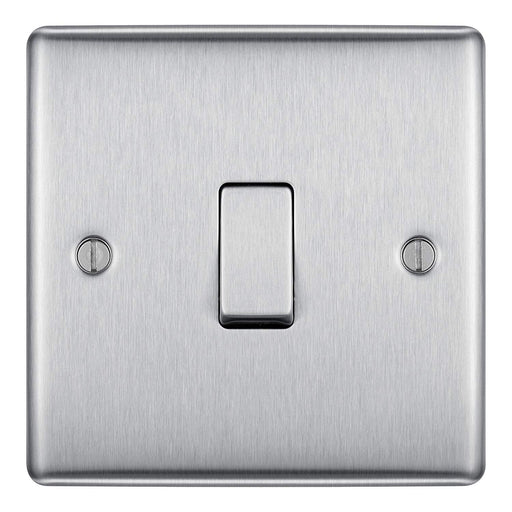 BG Nexus NBS13 Brushed Steel 10AX Plate Switch Intermediate - BG - sparks-warehouse