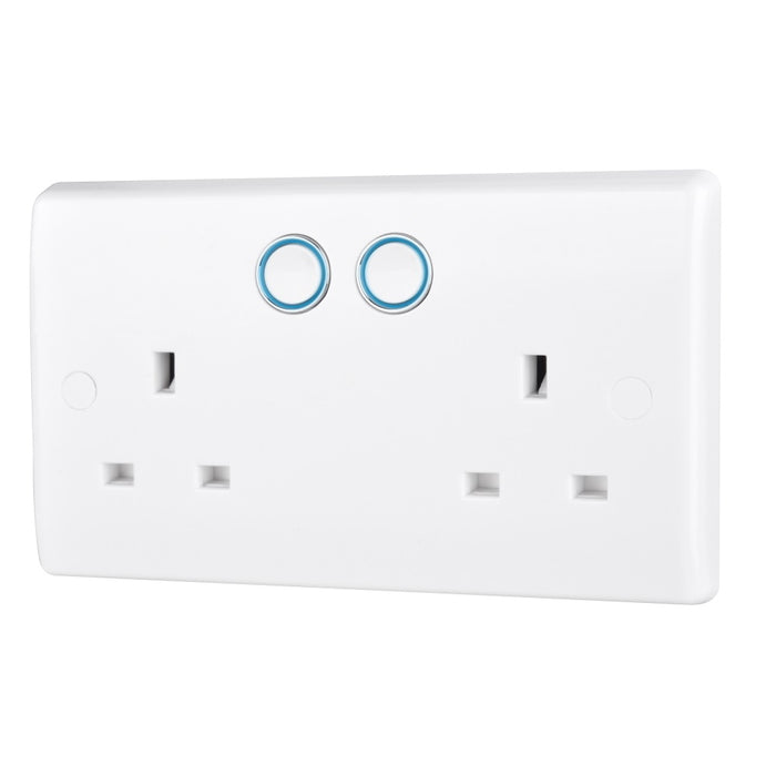 BG Electrical 822/HC - 2 Gang Wi-Fi Smart Socket - White - BG - Sparks Warehouse
