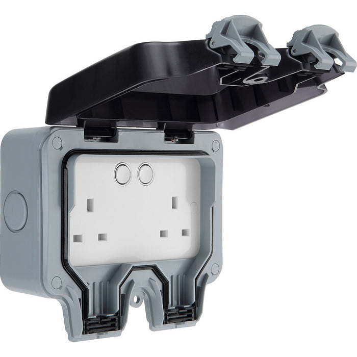BG WP22/HC Weatherproof IP66 2 Gang Smart Socket Outdoor Sockets BG - Sparks Warehouse