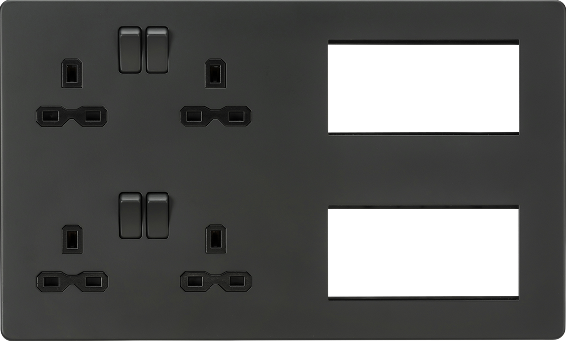 Knightsbridge SFR298AT Screwless Multimedia Combination Plate - Anthracite Knightsbridge Screwless Flat Plate Anthracite Knightsbridge - Sparks Warehouse