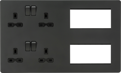 Knightsbridge SFR298AT Screwless Multimedia Combination Plate - Anthracite Knightsbridge Screwless Flat Plate Anthracite Knightsbridge - Sparks Warehouse