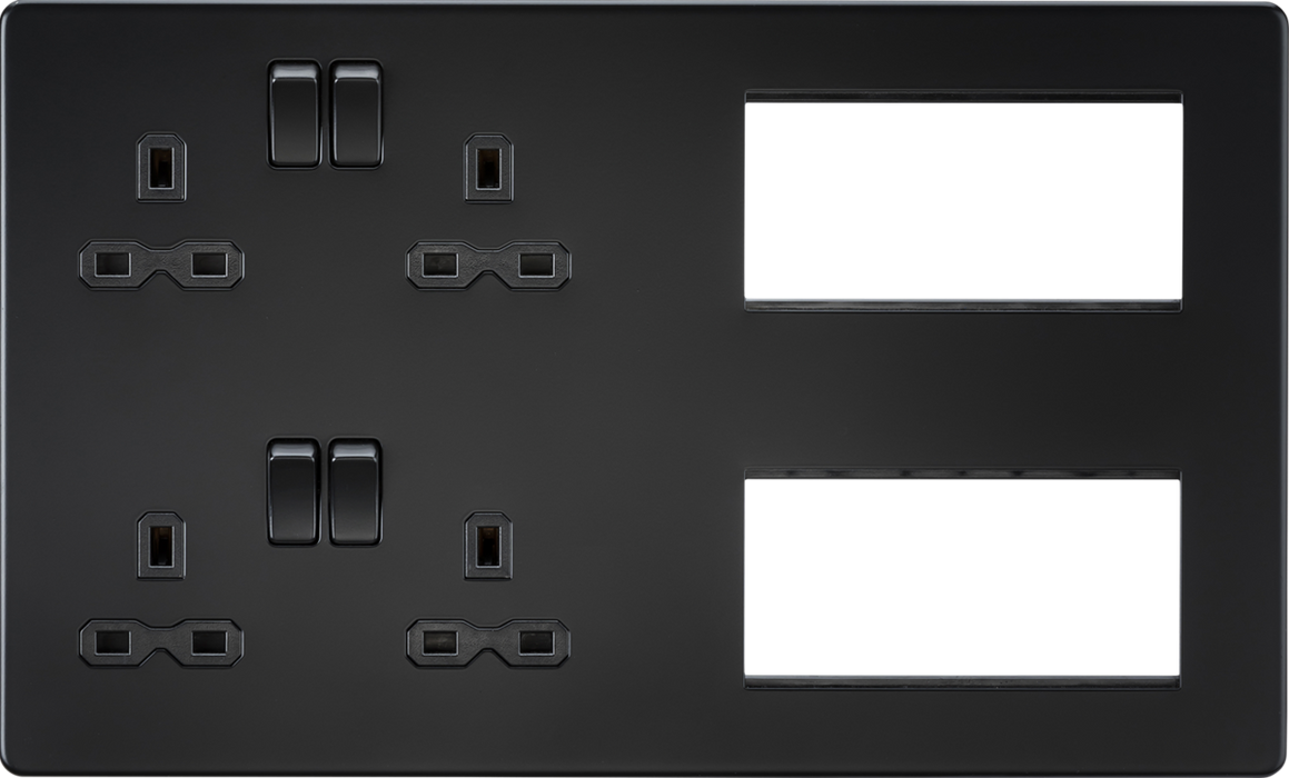 Knightsbridge SFR298MBB Screwless Combination Plate - Matt Black Knightsbridge Screwless Flat Plate Matt Black Sparks Warehouse - Sparks Warehouse