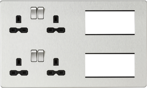 Knightsbridge SFR298BC Screwless Combination Plate - Brushed Chrome with black insert  Sparks Warehouse - Sparks Warehouse