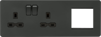 Knightsbridge SFR192LAT Screwless 13A 2G DP Socket + 2G Modular Combination Plate - Anthracite Knightsbridge Screwless Flat Plate Anthracite Knightsbridge - Sparks Warehouse