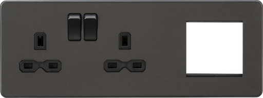 Knightsbridge SFR192LSB Screwless 13A 2G DP Socket + 2G Modular Combination Plate - Smoked Bronze Knightsbridge Screwless Flat Plate Smoked Bronze Sparks Warehouse - Sparks Warehouse