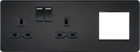 Knightsbridge SFR192LMBB Screwless 13A 2G DP Socket + 2G Modular Combination Plate - Matt Black Knightsbridge Screwless Flat Plate Matt Black Sparks Warehouse - Sparks Warehouse