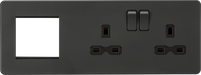 Knightsbridge SFR192RAT Screwless 13A 2G DP Socket + 2G Modular Combination Plate - Anthracite Knightsbridge Screwless Flat Plate Anthracite Knightsbridge - Sparks Warehouse