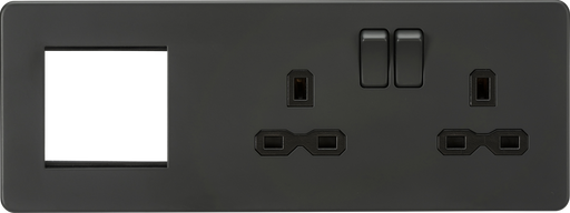 Knightsbridge SFR192RAT Screwless 13A 2G DP Socket + 2G Modular Combination Plate - Anthracite Knightsbridge Screwless Flat Plate Anthracite Knightsbridge - Sparks Warehouse