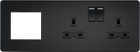 Knightsbridge SFR192RMBB Screwless 13A 2G DP Socket + 2G Modular Combination Plate - Matt Black Knightsbridge Screwless Flat Plate Matt Black Sparks Warehouse - Sparks Warehouse