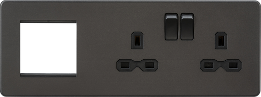 Knightsbridge SFR192RSB Screwless 13A 2G DP Socket + 2G Modular Combination Plate - Smoked Bronze Knightsbridge Screwless Flat Plate Smoked Bronze Sparks Warehouse - Sparks Warehouse