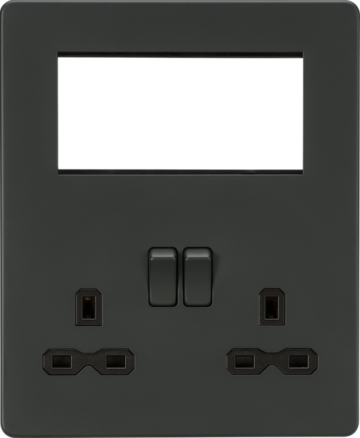 Knightsbridge SFR194AT Screwless Small Multimedia Combination Plate - Anthracite Knightsbridge Screwless Flat Plate Anthracite Knightsbridge - Sparks Warehouse