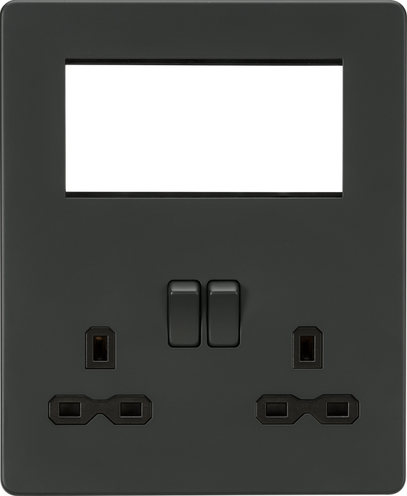 Knightsbridge SFR194AT Screwless Small Multimedia Combination Plate - Anthracite Knightsbridge Screwless Flat Plate Anthracite Knightsbridge - Sparks Warehouse