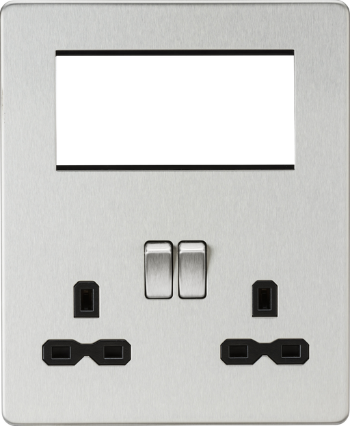 Knightsbridge SFR194BC Screwless Small Multimedia Combination  Plate - Brushed Chrome  Sparks Warehouse - Sparks Warehouse